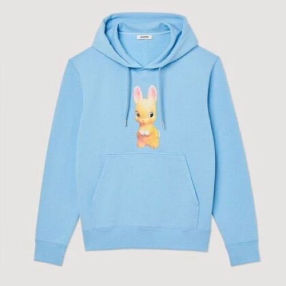 Sandro Light Blue Bunny Graphic Hoodie